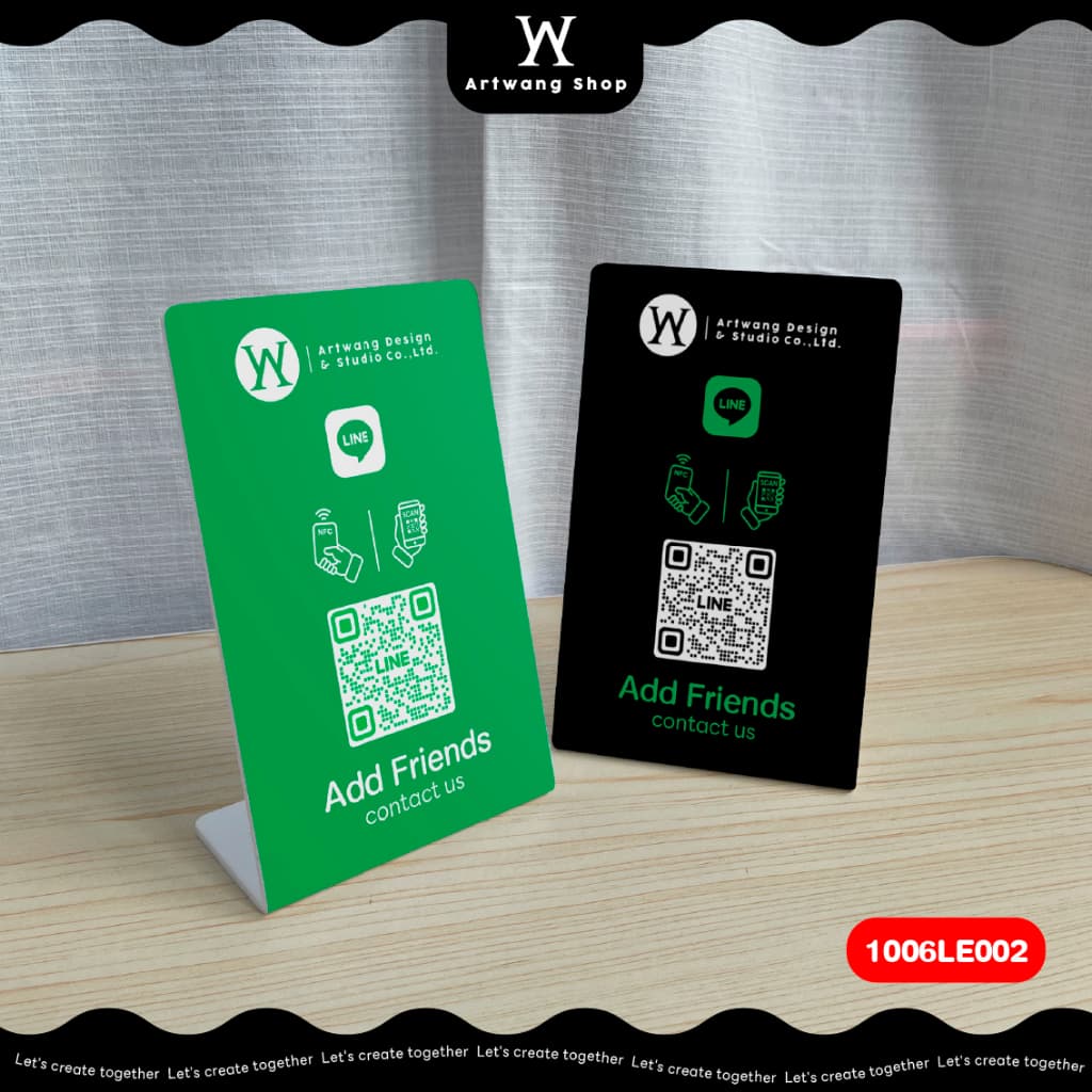 ป้าย NFC LINE ไลน์ แบบฐานเอียง หน้าเดียว ป้ายเพิ่มเพื่อน ใส่โลโก้ใส่คิวอาร์โค๊ดได้ รูปที่ 3