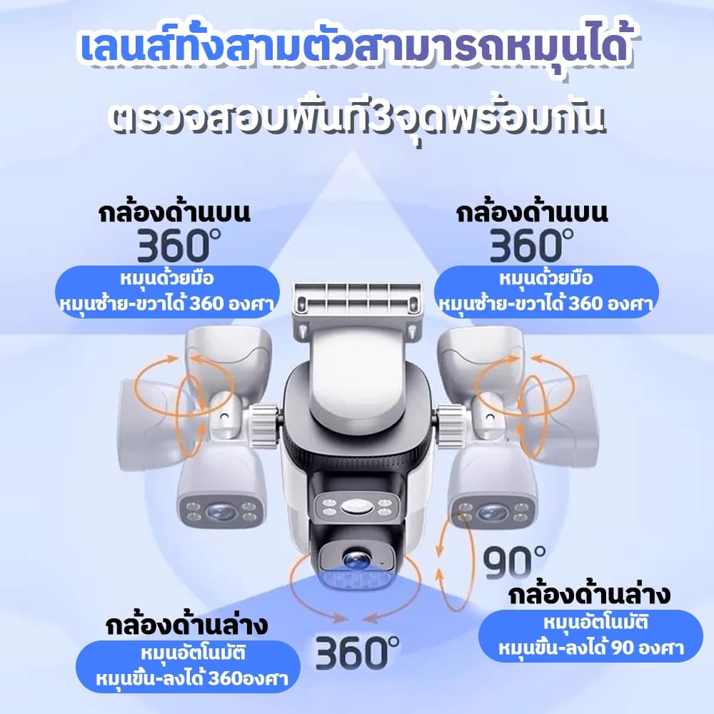 FNKvision YOOSEE กล้องวงจรปิดไร้สาย กล้องวงจรปิดแสดงผล3หน้าจอ Full HD 18MP กันน้ำ IP67 กลางแจ้ง กลางคืนภาพเป็นสี ​360อง รูปที่ 6