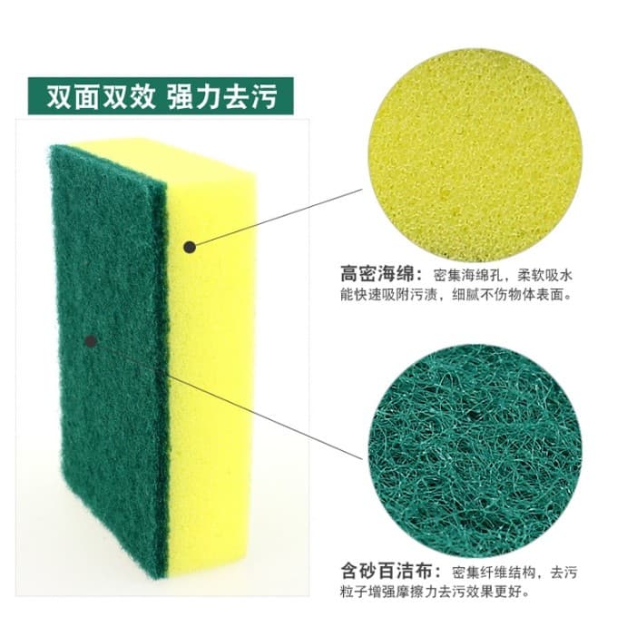 ฟองน้ำล้างจาน ทำความสะอาดล้างจาน สีเขียว-เหลือง รูปที่ 7