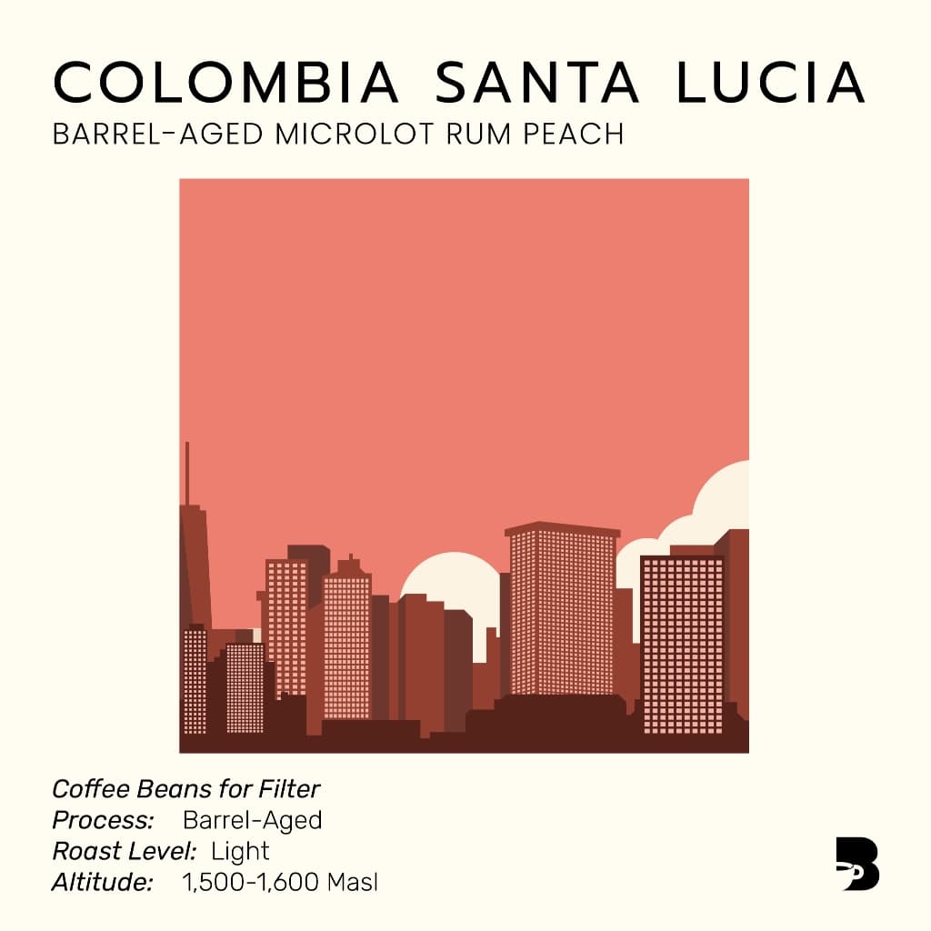เมล็ดกาแฟ คั่วอ่อน - Colombia Santa Lucia Barrel-Aged Microlot Rum Peach รูปที่ 2