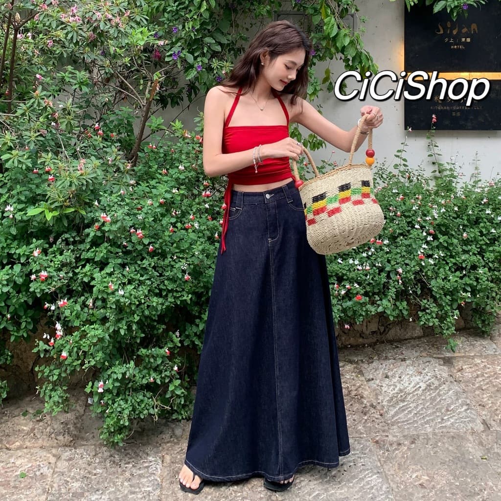 Cicishop กระโปรงยีนส์ยาวทรงหางปลา ให้ลุคคลูๆเก๋ชิคๆ รูปที่ 1