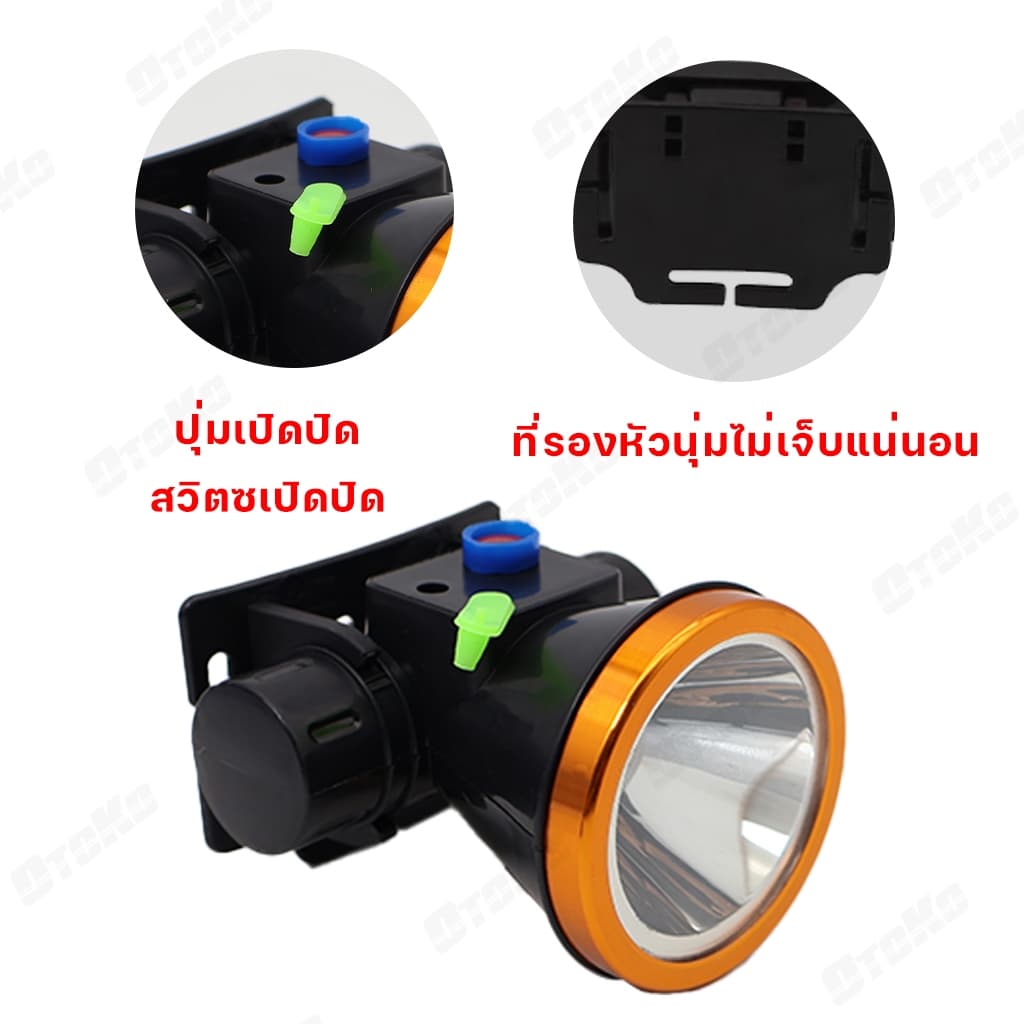 ปี]ไฟฉายคาดหัว หัวไฟฉาย ไฟฉาย LED แบตทน ส่องไกล ไฟฉายชาร์จไฟ ไฟคาดหัว ไฟส่องกบ แบตอึด ใส่เดินป่าผจญภัย กรีดยา 3000mhA รูปที่ 4