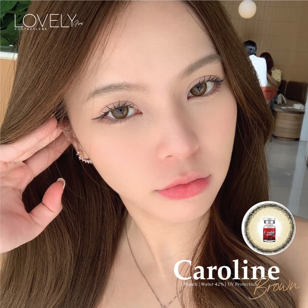 คอนแทคเลนส์ ขนาดมินิ / กลาง Caroline สี : Brown / Gray รูปที่ 1