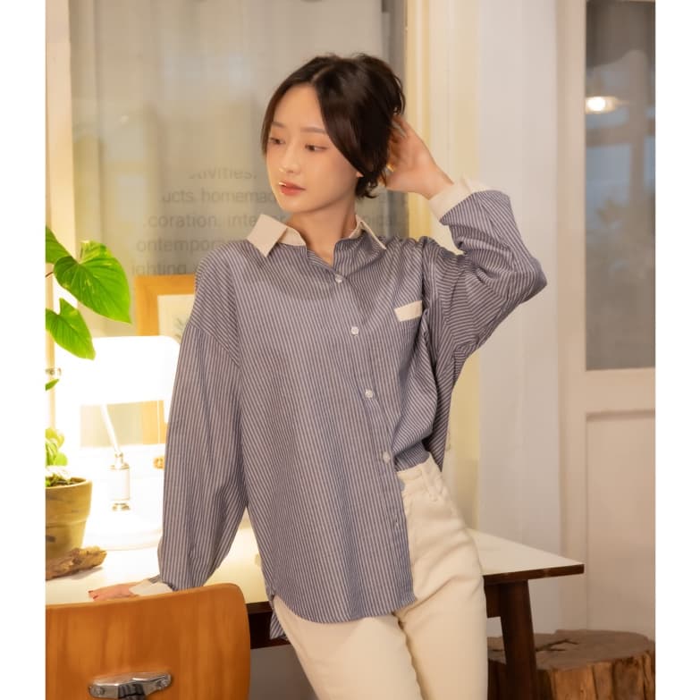 avo buttermilk shirt เสื้อเชิ้ตลายทาง รูปที่ 6