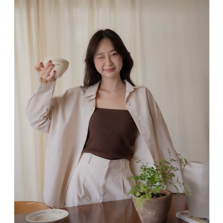 avo buttermilk shirt เสื้อเชิ้ตลายทาง รูปที่ 7