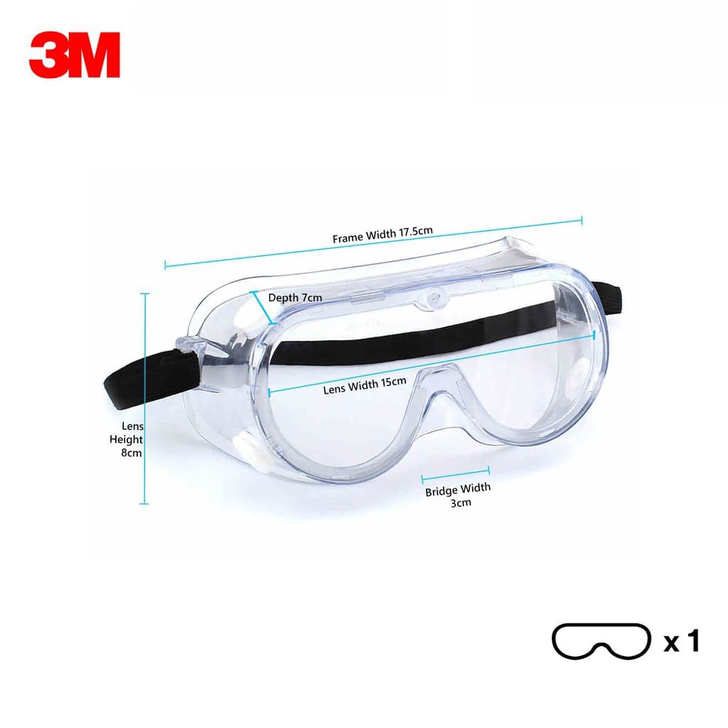 3M 1621/1623AF แว่นตาของแท้ ป้องกันละออง แว่นนิรภัย แว่นกันสารเคมี รูปที่ 3