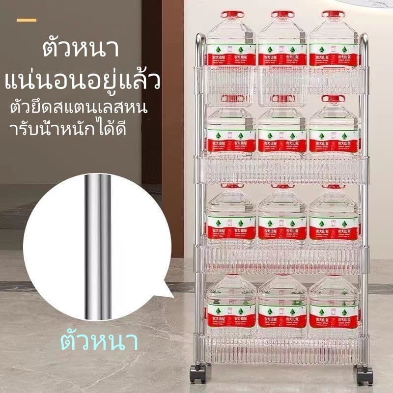 รถเข็นอะคริลิคใส หลายชั้น+360°ล้อ ใช้ได้ทั้งห้องนั่งเล่น/ห้องนอน ส่งด่วน รถเข็นเก็บของ เฟอร์นิเจอร์เค รูปที่ 3