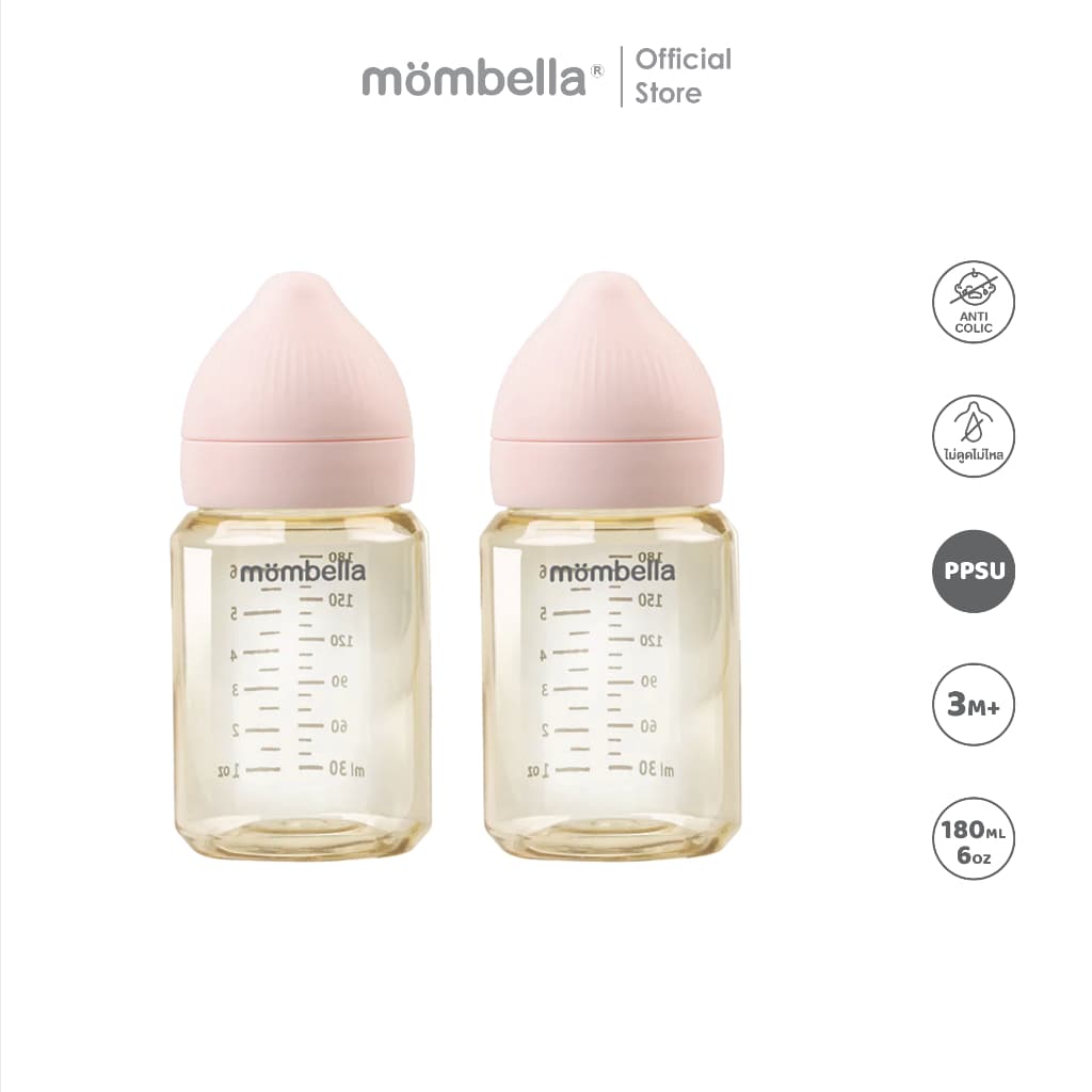 Mombella ขวดนม Classic PPSU พร้อมจุกนมป้องกันโคลิก เหมาะสำหรับทารกอายุ 3-6 เดือน ขนาด 6 ออนซ์ รูปที่ 2