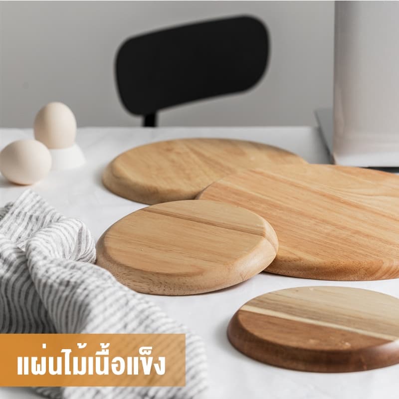 DIY_SWEET ถาดไม้สไตล์ญี่ปุ่น ถาดอาหารไม้โอ๊ค ถาดขนมปัง ถาดชาไม้โรงแรม ถาดผลไม้กลม รูปที่ 2