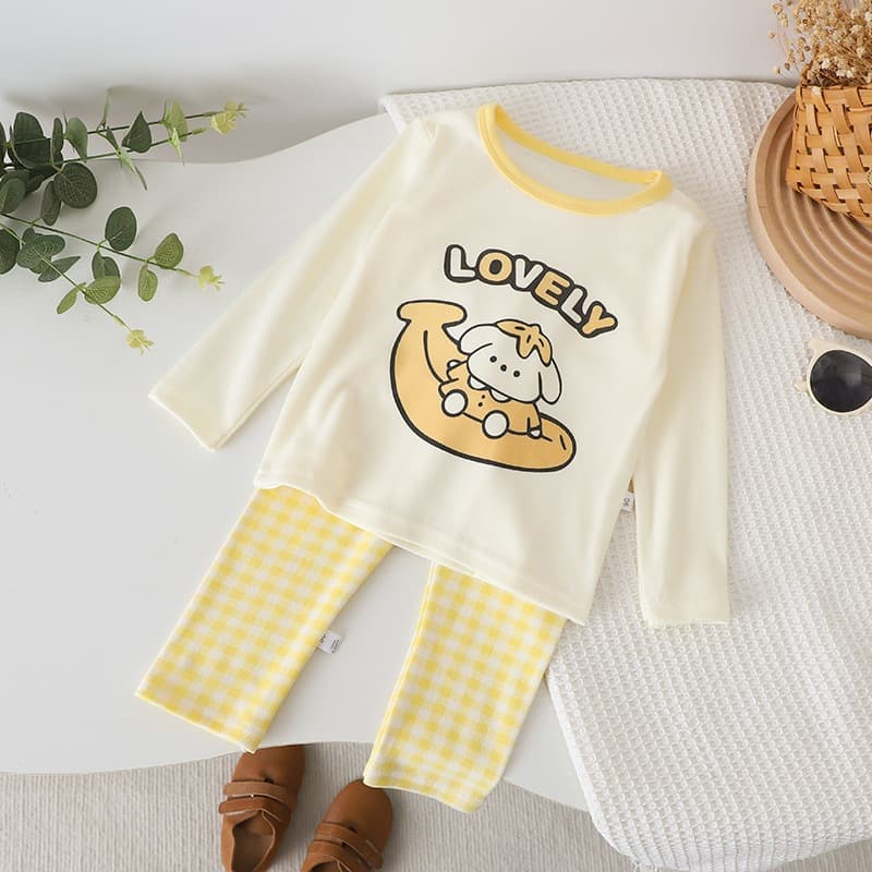 ชุดเซ็ตเสื้อคอกลม+กางเกงขายาว ชุดนอนชุดลำลองเด็ก ผ้านุ่มใส่สบาย สําหรับฤดูหนาว งานดี รูปที่ 2