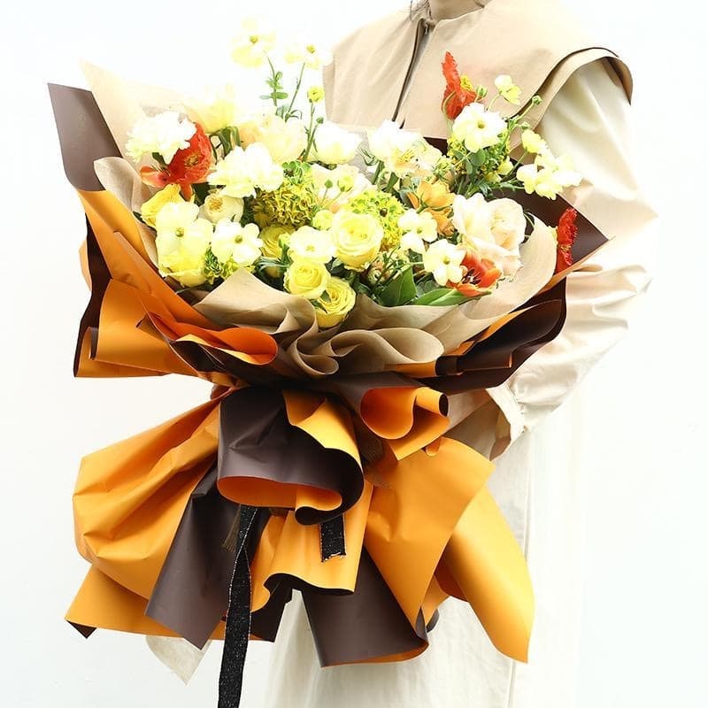 กระดาษทูโทน-กระดาษห่อช่อดอกไม้ ทูโทนสีทอง สไตล์เกาหลี วัสดุกันน้ำ ใช้ได้กับดอกไม้สดและดอกไม้ประดิษฐ รูปที่ 5