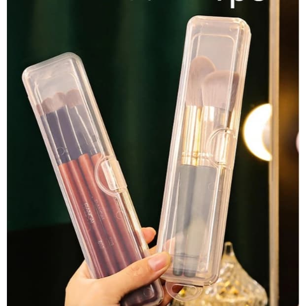 กล่องเก็บของพลาสติก Kuas Rias แบบพกพาโปร่งใส,กล่องเก็บของกันฝุ่นกันน้ำที่เก็บแปรง Kuas Rias ดินสอแต่งหน้า รูปที่ 4