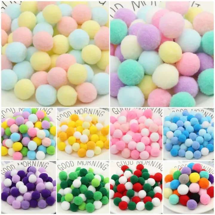 ปอมปอมคละสี เนื้อกำมะหยี่ 100 ชิ้น/แพ็ค สําหรับทําเครื่องประดับ งานฝีมือ DIY รูปที่ 1