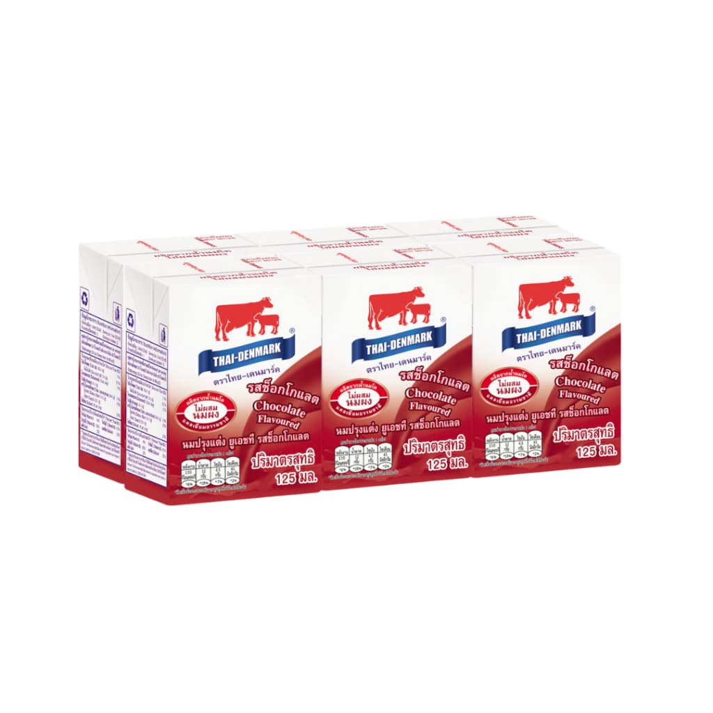 นมไทยเดนมาร์ค นม UHT รสช็อคโกแลต ขนาด 125 มล นมวัวแดง // Chocolate Milk 125 ml 6 Boxes/Pack รูปที่ 3
