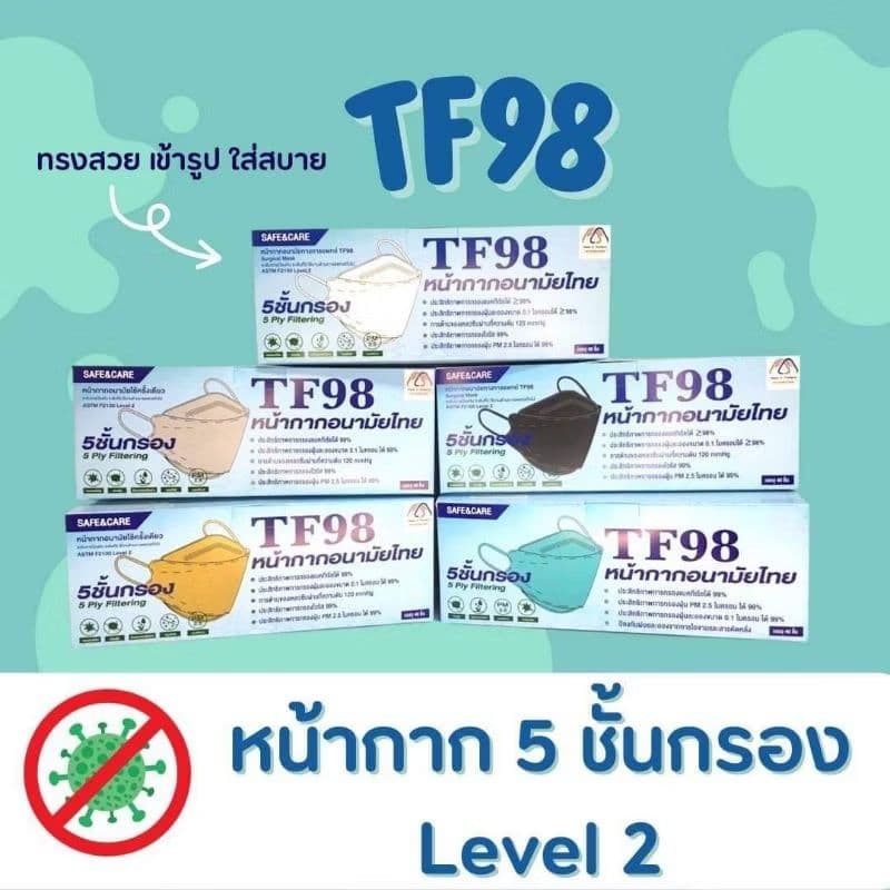 สั่งเราหน่อย นะTF98หน้ากากอนามัยทรงเกาหลีKF 3D TF98 สีขาว,ดำ,เทา,เบจ รูปที่ 3