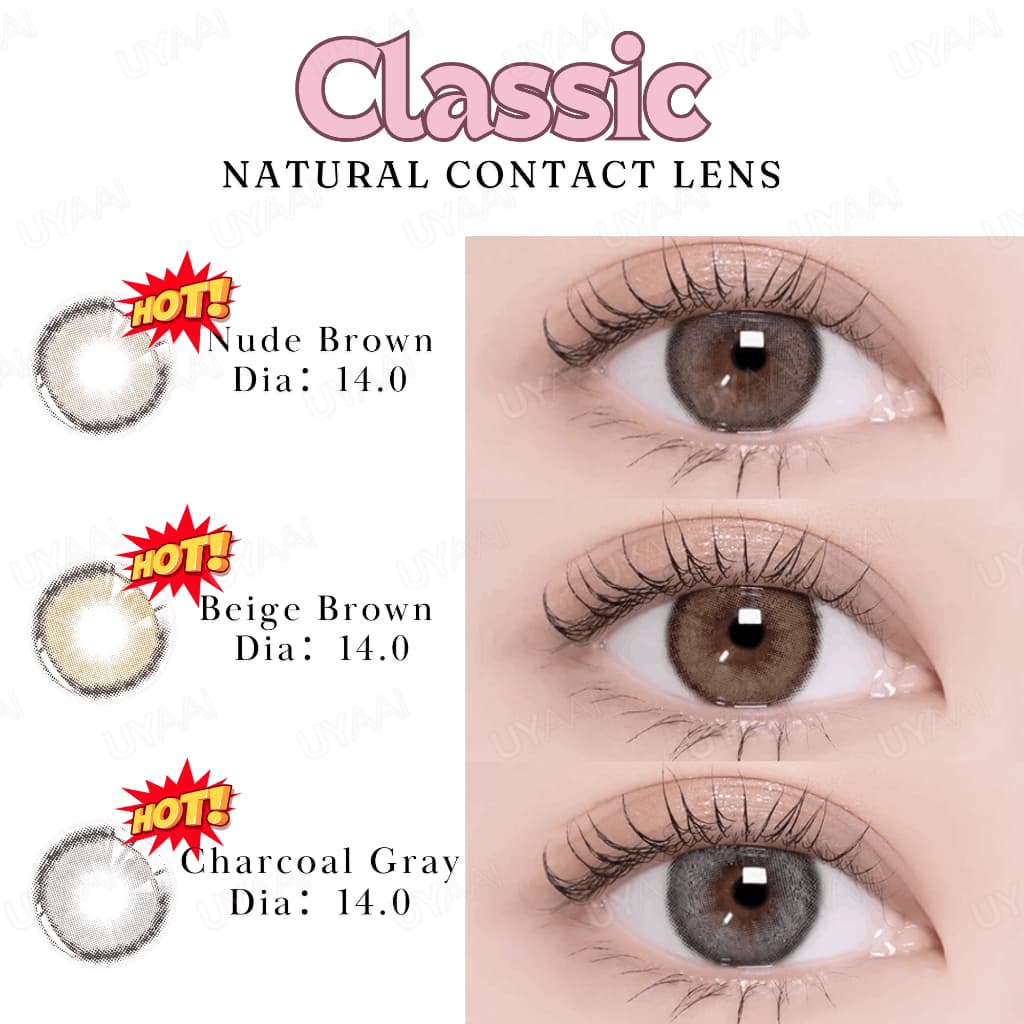 คอนแทคเลนส์ UYAAI Mini Olivia Charcoal Gray / Light Brown / OMG Brown ขนาดมินิ ลายฮิต ขายดีมาก -300】 รูปที่ 1