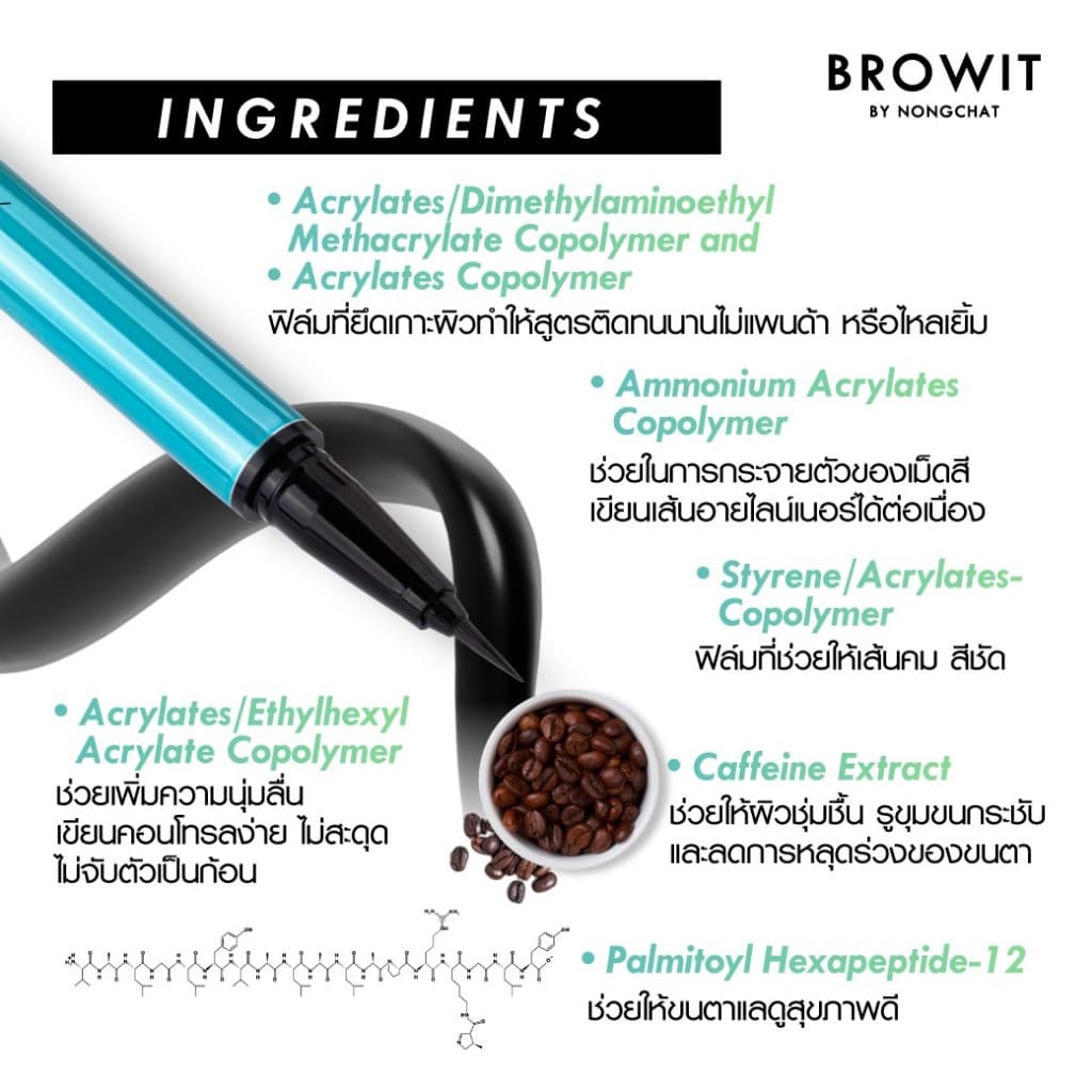Browit Awake Caffeine Eyeliner อายไลน์เนอร์หัวพู่กันปลายเรียวเล็กเพียง 0.01mm รูปที่ 4