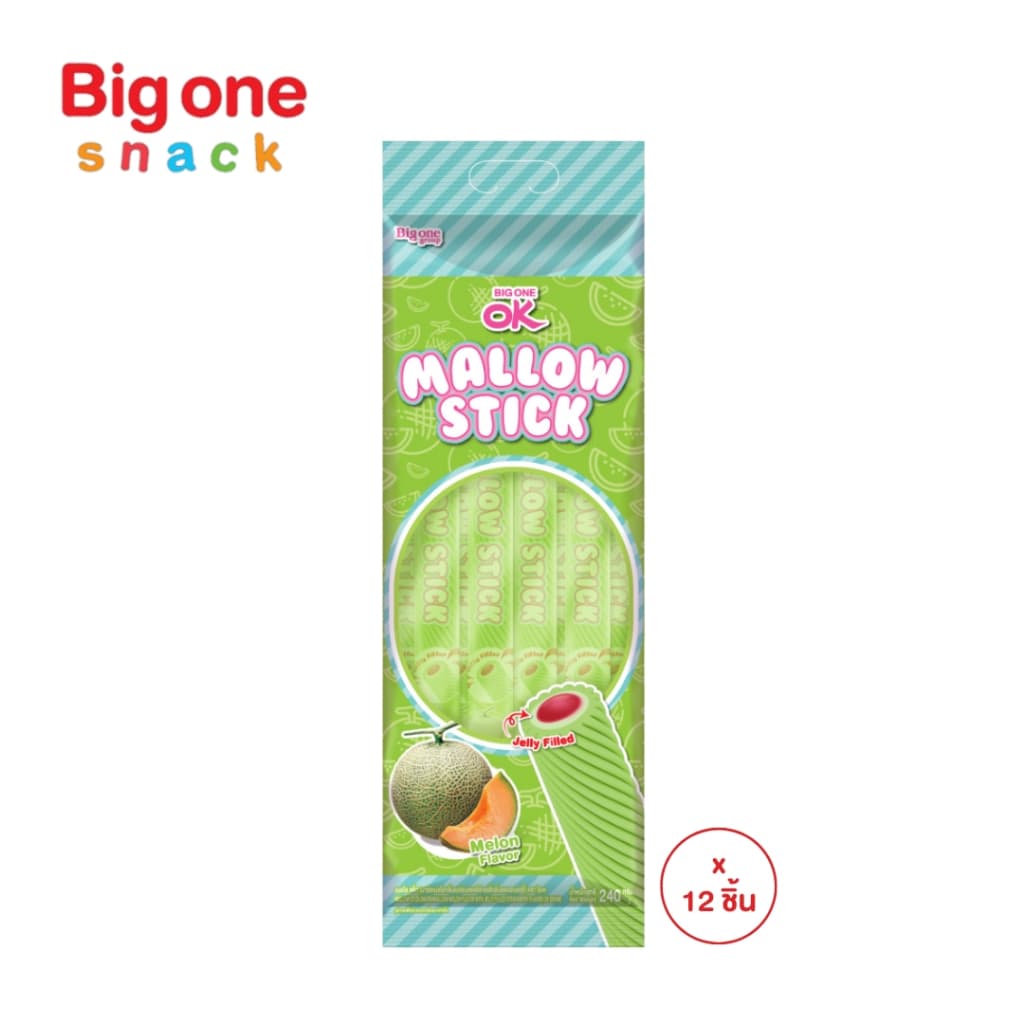 โอเค แมลโลสติ๊ก มาร์ชแมลโลกลิ่นผลไม้สอดไส้เจลลี่​240ก.​ OK MallowStick Marshmallow Fruit Flavor with Jelly Filling 240g. รูปที่ 4