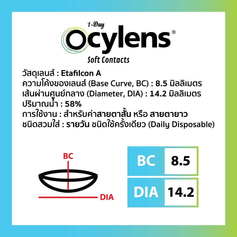 Ocylens สายตายาว 2 กล่อง 4 คอนแทคเลนส์ รายวัน ชนิดใส รูปที่ 2