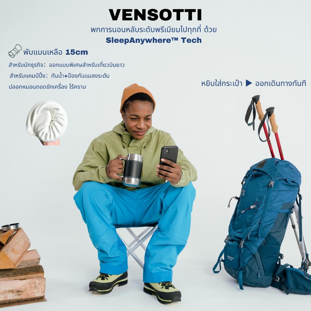 หมอน VENSOTTI หมอนเพื่อสุขภาพ Ergonomic Deep Sleep หมอนรองคอมด Neck Pillow พกนอนหลับลึกได้ทุกสถา -ทดลองใช้ฟรี 90 วัน รูปที่ 7