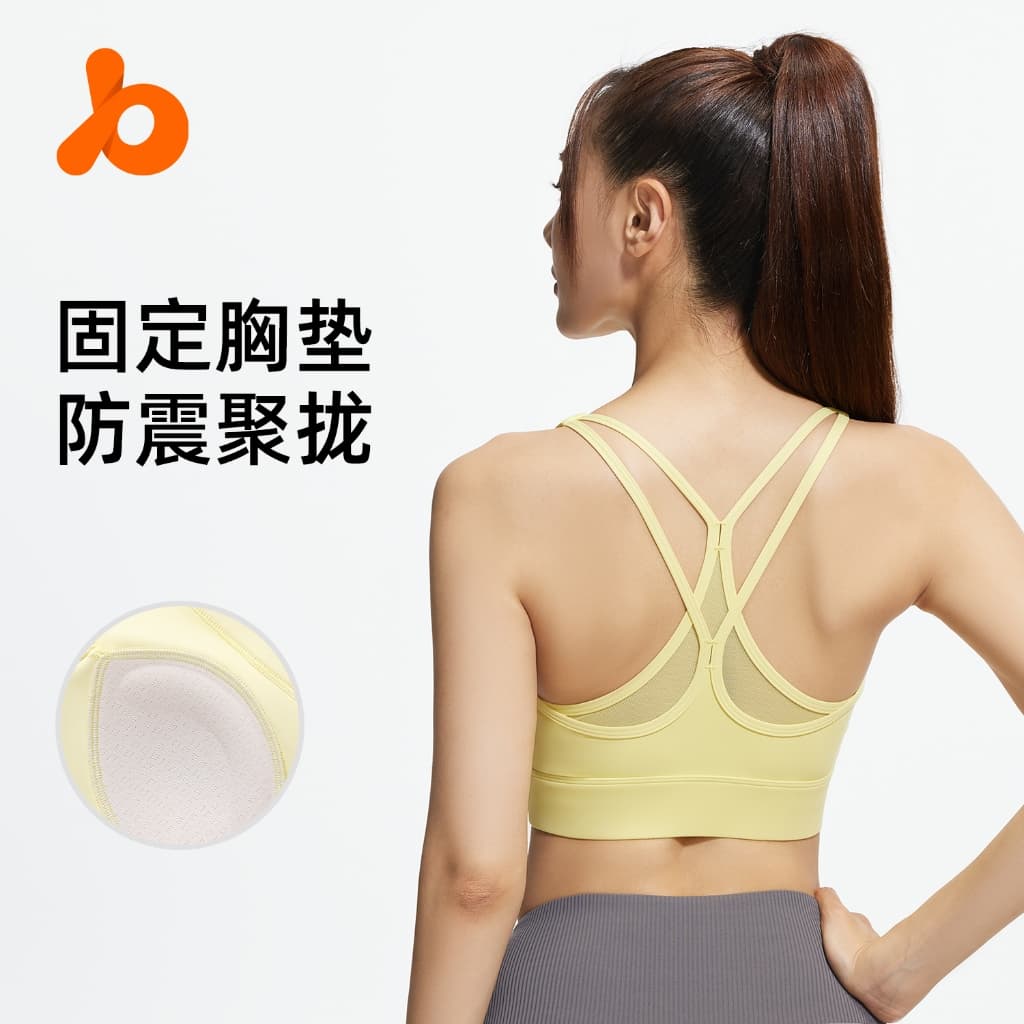 เสื้อบราโยคะ SportBra สปอร์ตบราออกกำลังกาย สายเดี่ยวไขว้หลังตะข่ายหลัง ทรงใหม่สวยใส่สบายทรงสวย บราเย็บติด JYMN069 รูปที่ 1