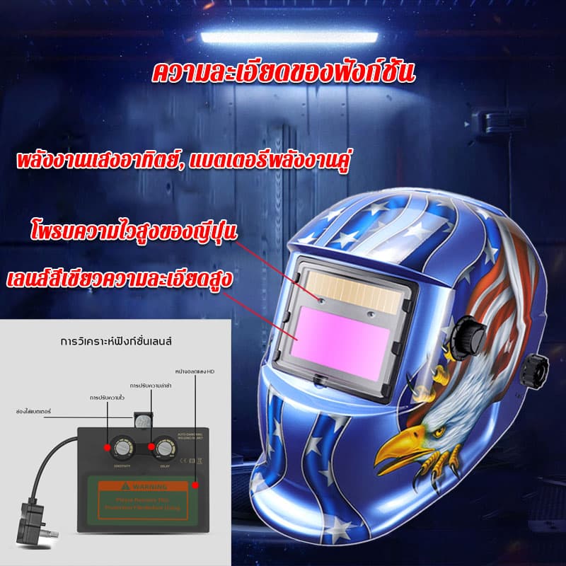 ของแท้ หน้ากากเชื่อม ปรับแสงอัตโนมัติ ปรับความไวต่อแสงได้ พับขึ้น-ลงได้ 180° หน้ากากเชื่อมอัตโนมัติ หน้ากากเชื่อมออโต้ รูปที่ 2