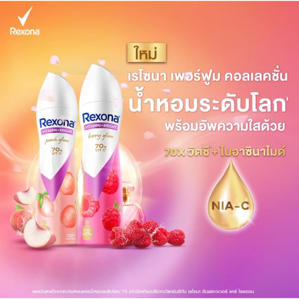Rexona เรโซน่า สเปรย์ วิตามิน + ไบรท์ เบอร์รี่ โกลว์ แอนติเพอสไปแรนท์ 135 มล. รูปที่ 2