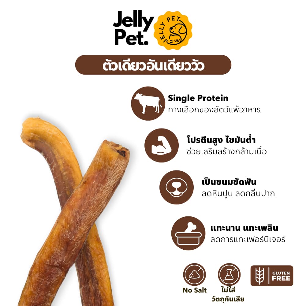 Jelly Pet Bully Stick ตัวเดียวอันเดียววัว ขนมขัดฟัน ขนมสุนัขสุขภาพ ขนมหมาสุขภาพ รูปที่ 5