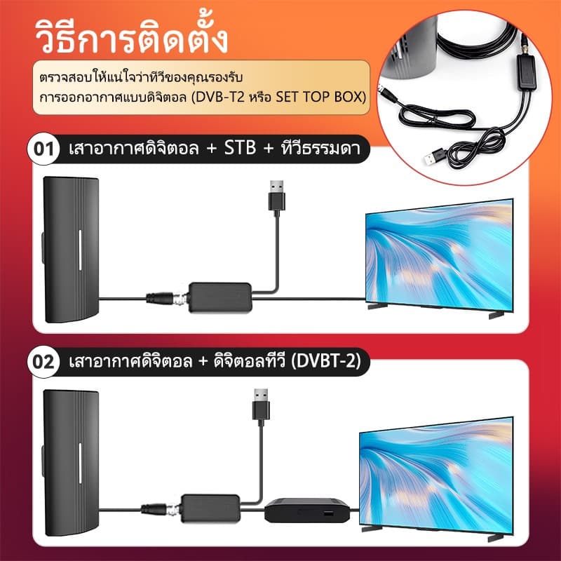 เสาโทรทัศน์ เสารับสัญญาณทีวีดิจิตอล DIGITAL TV ANTENNA รุ่นใหม่ระดับไฮเอนด์ DVB-T2 รับสัญญาณคมชัด รูปที่ 9