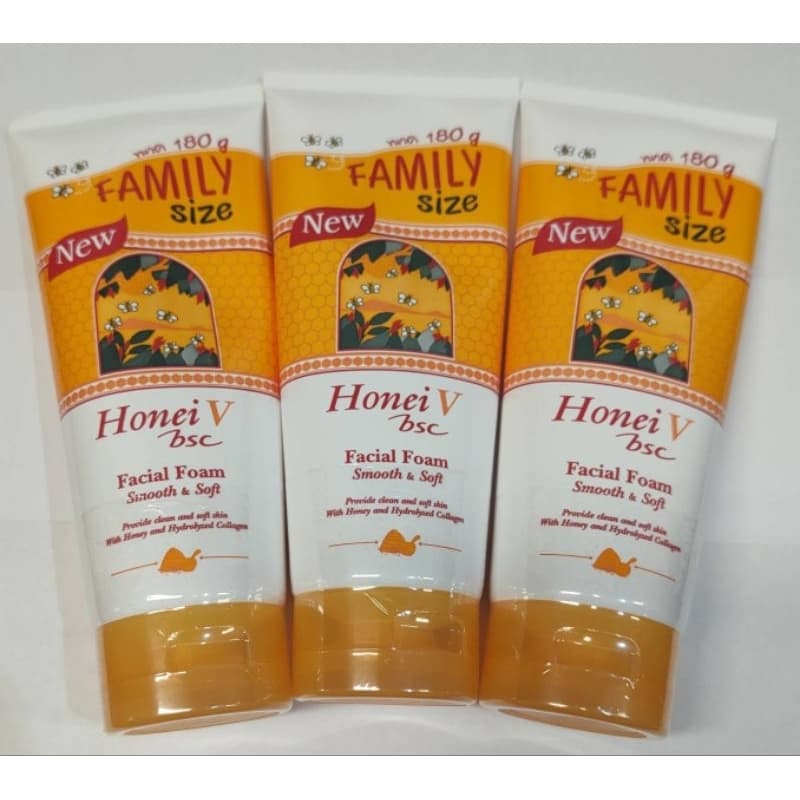 HONEI V BSC FACIAL FOAMFAMILY SIZE 180 G. โฟมน้ำผึ้ง สูตรยอดนิยม ผิวหน้าสะอาดขายดีอันดับหนึ่งสต็อกใหม่ตลอด รูปที่ 5