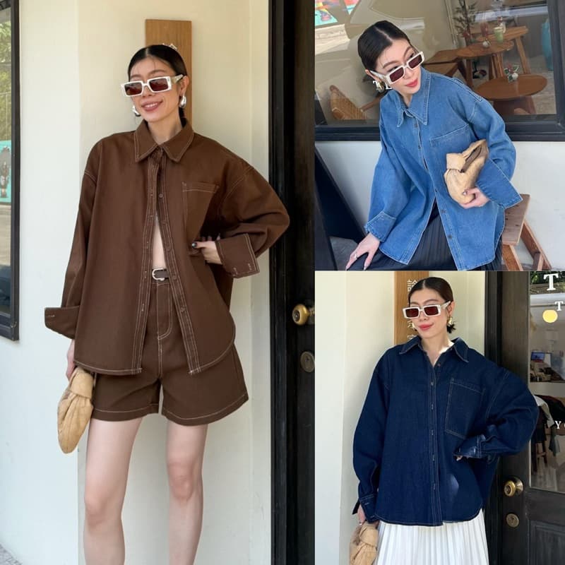 📌📌 พร้อมส่ง Oversize Denim Shirt #02 x2 เสื้อเชิ้ตยีนส์ฟอก เสื้อยีนส์ ไปเที่ยว ชิลๆ ไปต่างประเทศ