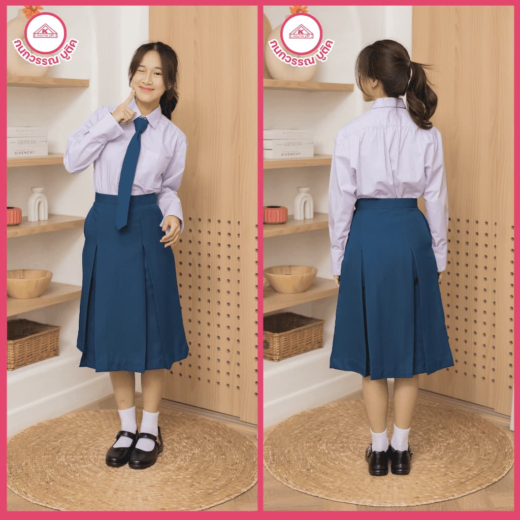 เสื้อนักเรียนหญิง คอเชิ้ตแขนยาว ปักชื่อ,ตัวย่อ,จุดฯ ฟรี ! +รับปักโลโก้ รูปที่ 7