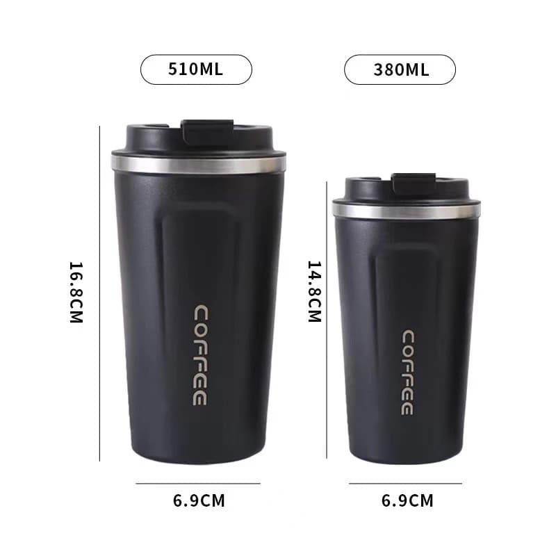 แก้วกาแฟร้อน 380/510ML แก้วกาแฟ แก้วเก็บความร้อน กระติกน้ำ พร้อมฝา สแตนเลส พกพาสะดวก T01248 รูปที่ 9