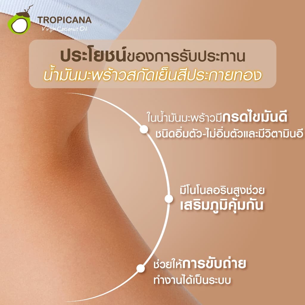 Tropicana | ทรอปิคานา น้ำมันมะพร้าวสกัดเย็นออร์แกนิก ใช้ได้ทั้ง "กิน หมัก ทา" มี อย. 500 ML รูปที่ 4