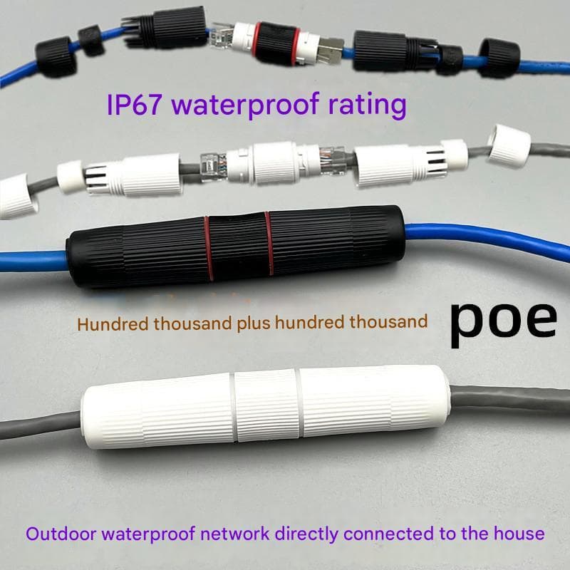 ตัวต่อแลน หัวต่อ LAN RJ45 ต่อตรงสายแลน ภายนอก ภายใน กันน้ำ IP67 CAT5e CAT6 รูปที่ 1