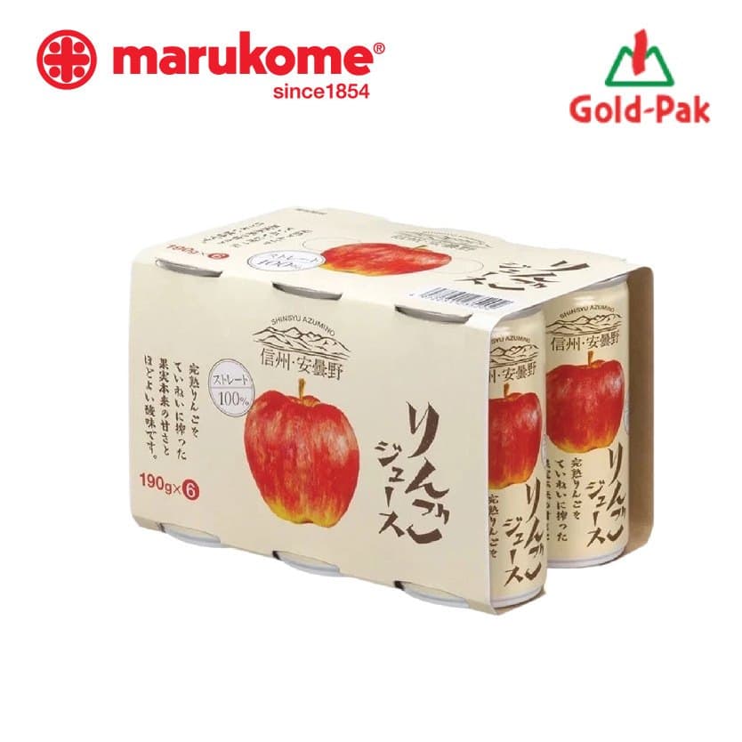 GOLD-PAK AZUMINO APPLE JUICE น้ำแอปเปิ้ลแท้100% จากอะซุมิโนะ ประเทศญี่ปุ่น 190ml x 6กระป๋อง รูปที่ 1