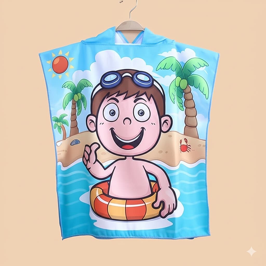 ผ้าขนหนูเด็ก ผ้าเช็ดตัวเด็ก ผ้าเช็คตัวแบบมีฮู้ด เสื้อคลุมว่ายน้ำเด็ก ผ้าคลุมอาบน้ำเด็กYF561 รูปที่ 7