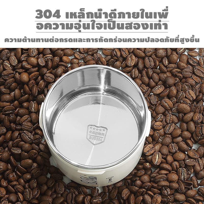 PINMU ถ้วยกาแฟแก้วเก็บความร้อนยาวนานมอบช้อนพับได้เต็มรูปแบบของวัสดุสแตนเลส 304 ปลอดภัยและมีสุขภาพดี รูปที่ 5