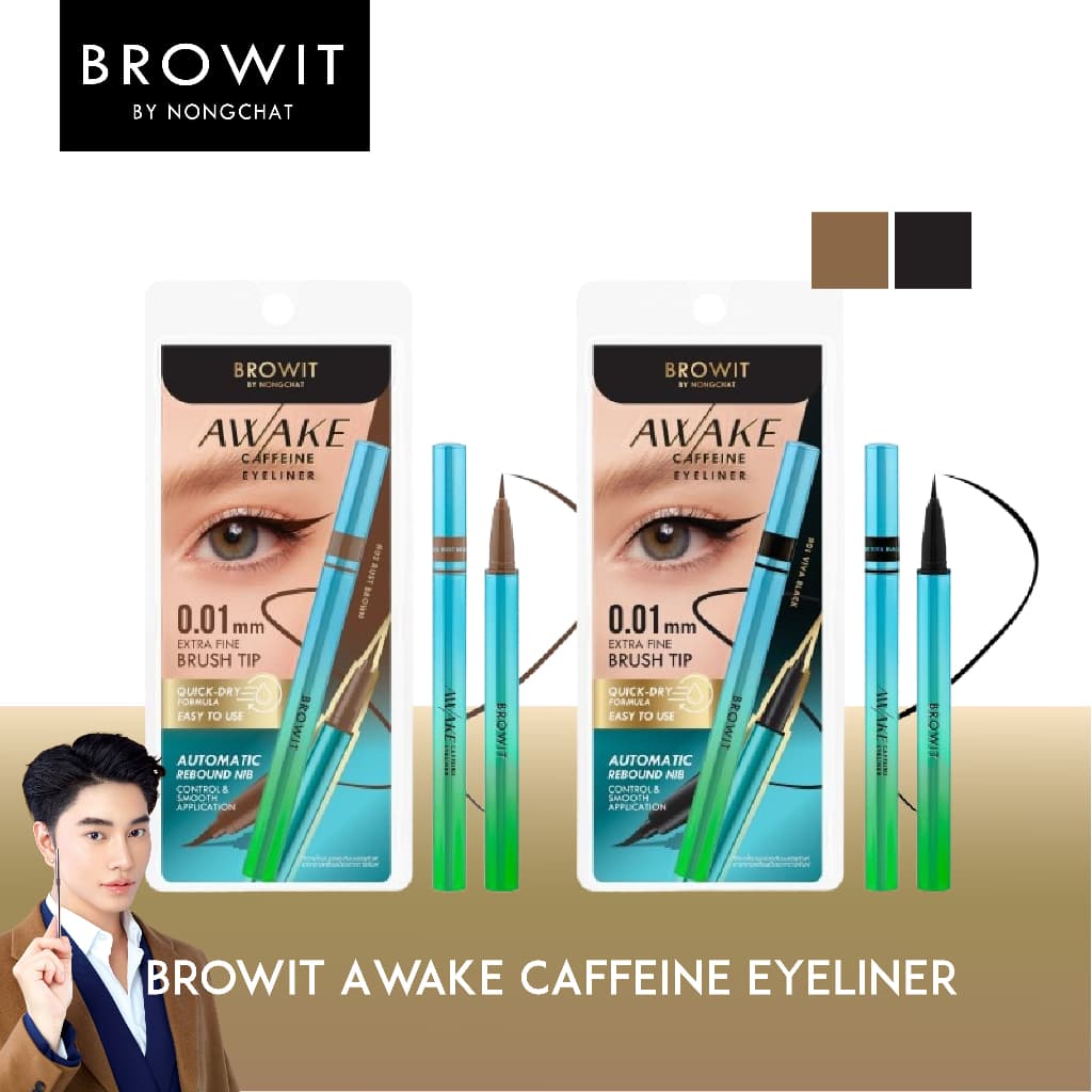 Browit Awake Caffeine Eyeliner อายไลน์เนอร์หัวพู่กันปลายเรียวเล็กเพียง 0.01mm รูปที่ 1