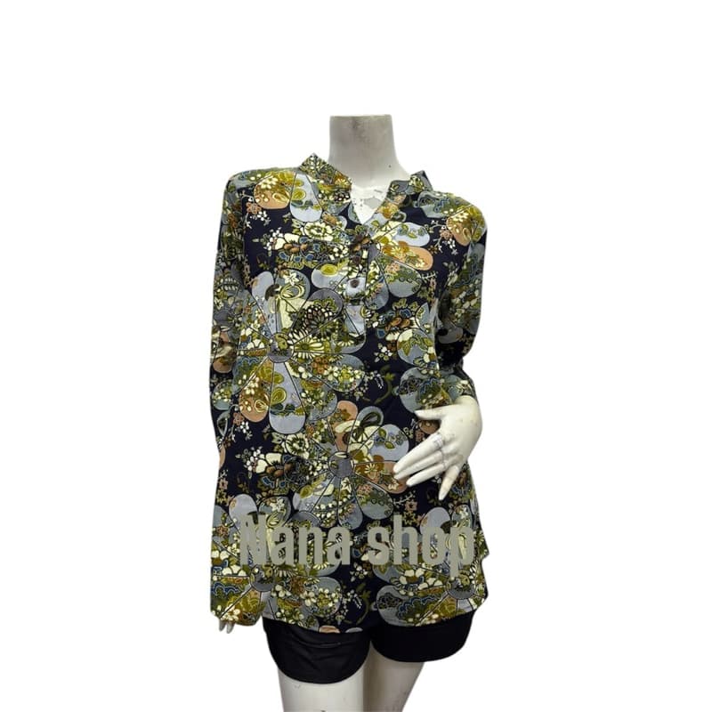 Nana shop18806 เสื้อสตรีผ้าสปันพิมม์ลาย38”-46”ผ้านิ่ใมใส่สบาย รูปที่ 2