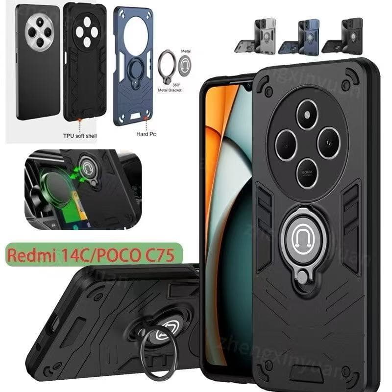 Ring เคสสไลด์กล้อง Case Xiaomi Redmi 14C / Poco C75 กันกระแทก เคสขาตั้ง แม่เหล็ก รูปที่ 1