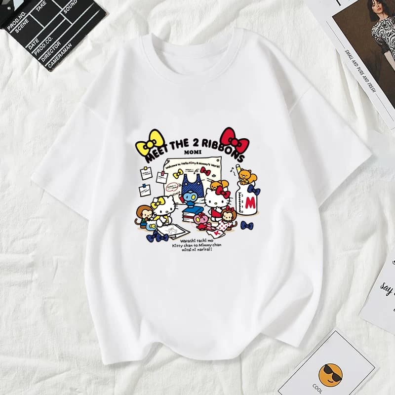 เสื้อยืดผู้หญิงแฟชั่นสาวลายการ์ตูนน่ารักฤดูร้อนเสื้อผ้าแฟชั่นส่วนเกาหลีสวมใส่สบายมาก#A189 รูปที่ 9