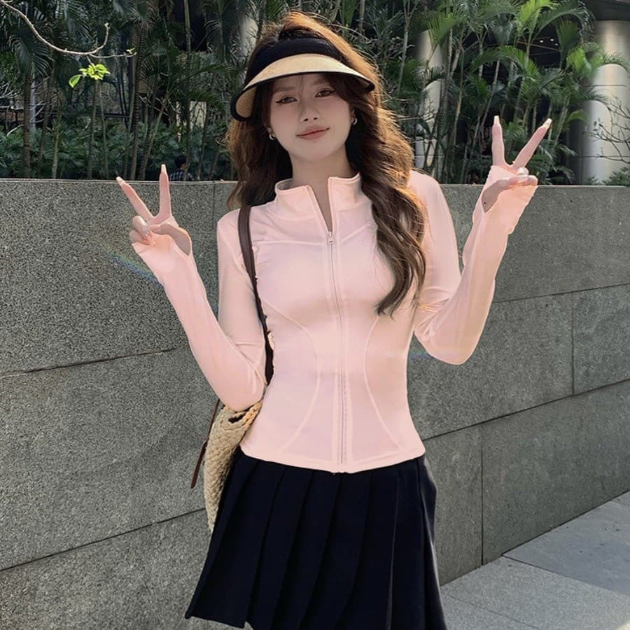 เสื้อคลุมกันแดด เสื้อแจ็คเก็ตแขนยาวกีฬาผู้หญิง ผ้าคอตตอนแท้ กันuv ผ้าเย็นF1002 รูปที่ 7