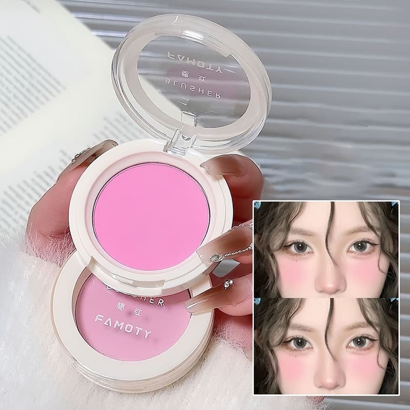 FAMOTY บลัชออน เนื้อฝุ่น Blush โทนสีชมพู สีสวย บรัชออน ปัดแก้ม เนื้อดี ติทนนาน กันน้ำ รูปที่ 2