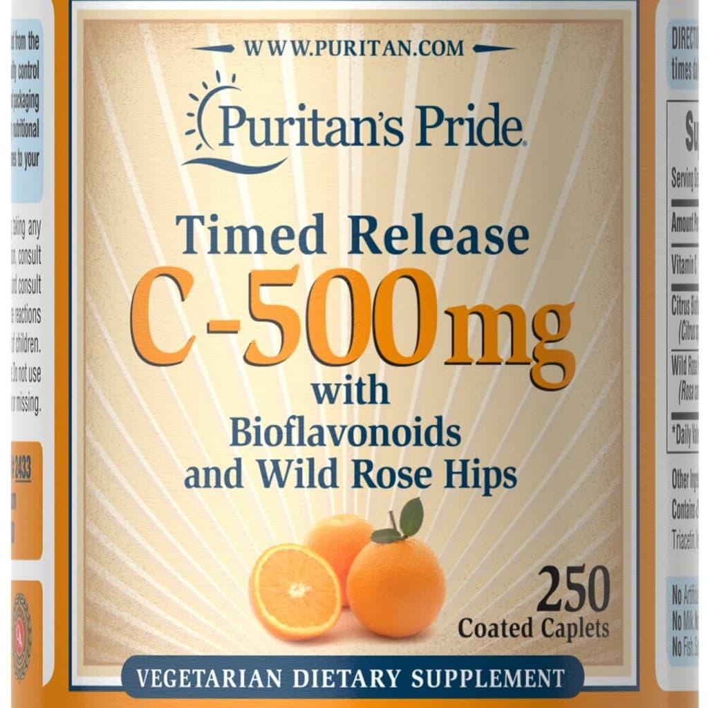 วิตามินซี Vitamin C-500 mg Timed Release / 100 Caplets Puritan's Pride รูปที่ 5