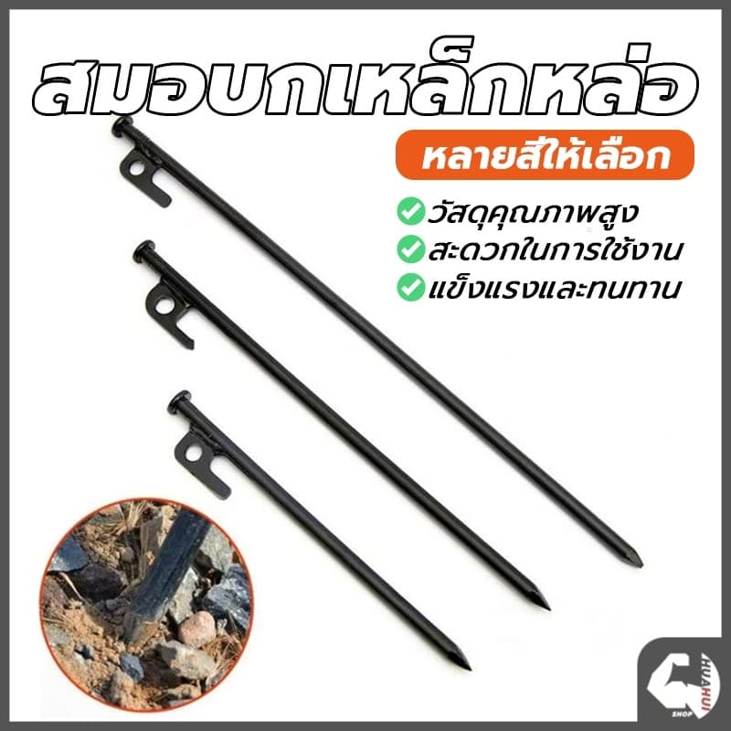 การตั้งแคมป์ สมอบก เหล็กหล่อ เหล็กหล่อ อุปกรณ์แคมป์ปิ้ง มี 4 ขนาด ความยาว 20,25,30,40 CM รูปที่ 1