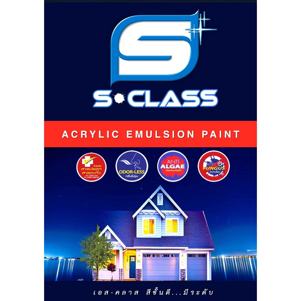 สีน้ำทาบ้าน สีทาบ้าน สีน้ำอะคริลิคชนิดทาภายนอกและภายใน เอส-คลาส แถมแปรงทาสี 1 อัน รูปที่ 3