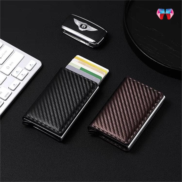 กระเป๋าสตางค์ RFID กระเป๋าสตางค์ หนังPU ใส่บัตรได้อัตโนมัติ สําหรับผู้ชาย แบบบาง ป้องกันขโมย ใส่บัตรได้ แบบสากล รูปที่ 1
