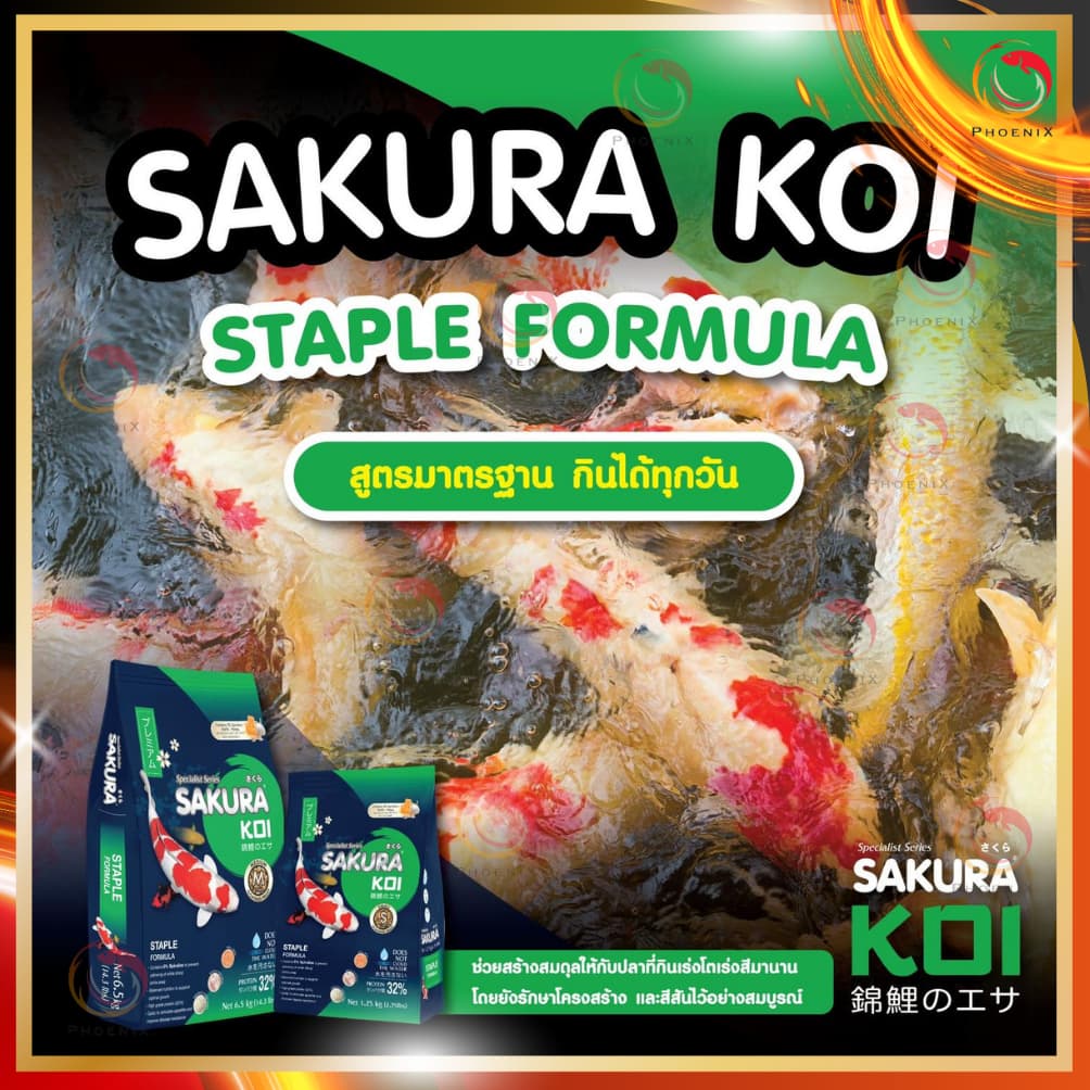 โปร +1กก.ในถุง หรือ แถมถุงเล็ก Sakura Koi อาหารปลาคาร์ฟ สูตร 2in1 เร่งโต+เร่งสี ขนาดถุง 6.5 kg. รูปที่ 2