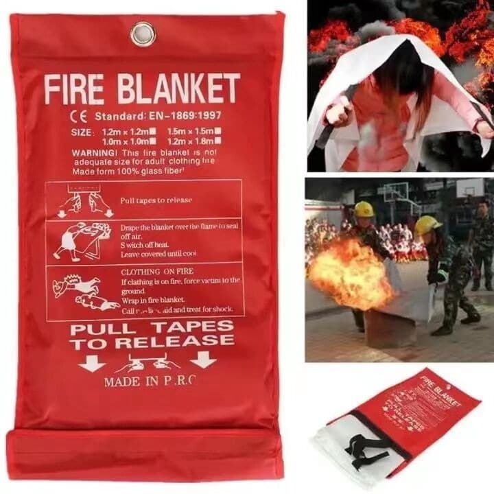 ควรมี! ผืนใหญ่! ผ้าดับไฟ ผ้าห่มกันไฟ Fire Blanket 1.5x1.5 ผ้าห่มหนีไฟ เส้นใยแก้วซิลิก้าพิเศษ คลุมตัวกันไฟ ใช้ในครัว ไปแค รูปที่ 1
